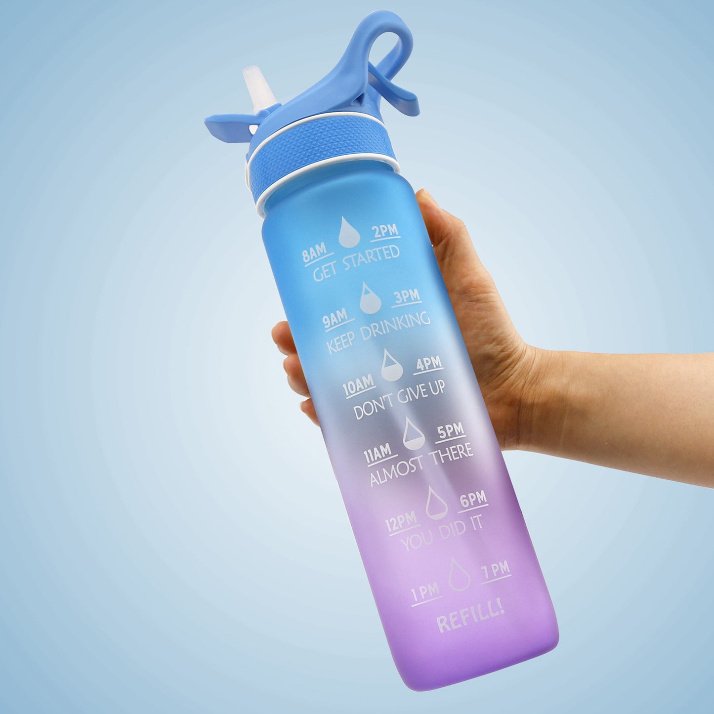 Space Sports Water Bottle – Straw, Spray & Time Marker