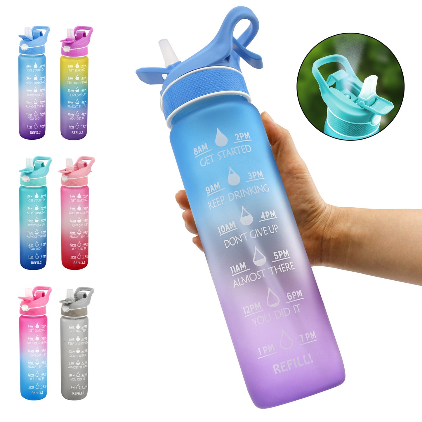 Space Sports Water Bottle – Straw, Spray & Time Marker