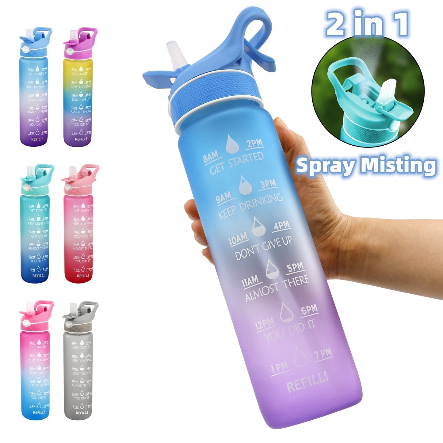 Space Sports Water Bottle – Straw, Spray & Time Marker